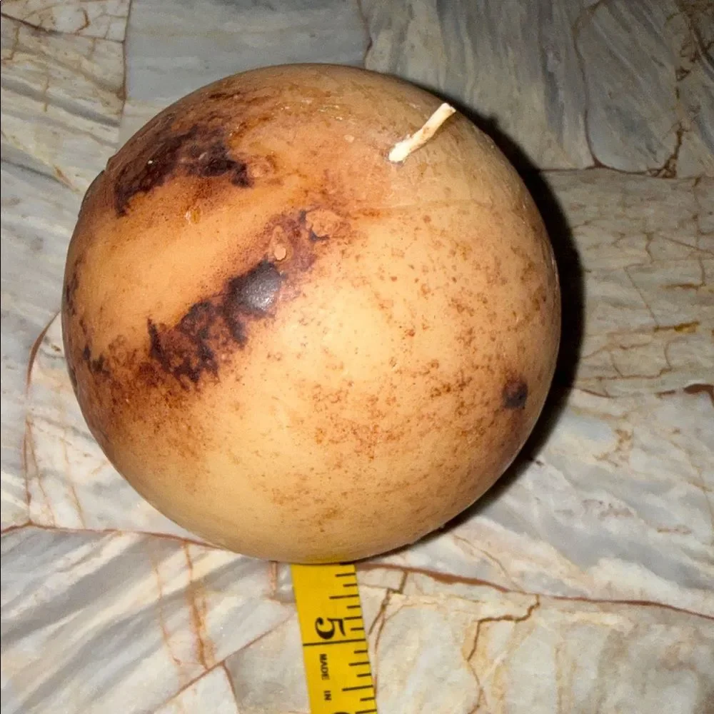 Rustic Brown Tan Spherical Ball Candle Textured‎ Primitive Home Decor 4 Inch